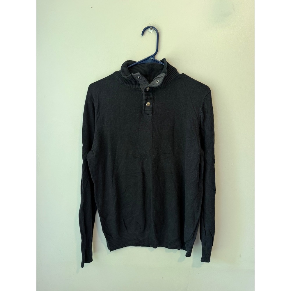 Croft & Barrow Black Mock Neck Snap Button Pullover Sweater Women Small